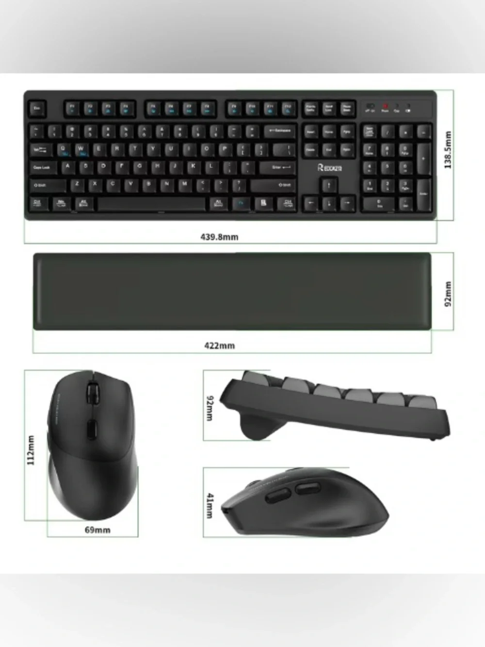 RECCAZR Ergonomic Wireless Keyboard and Cordless Mouse Combo Windows/Mac - NEW